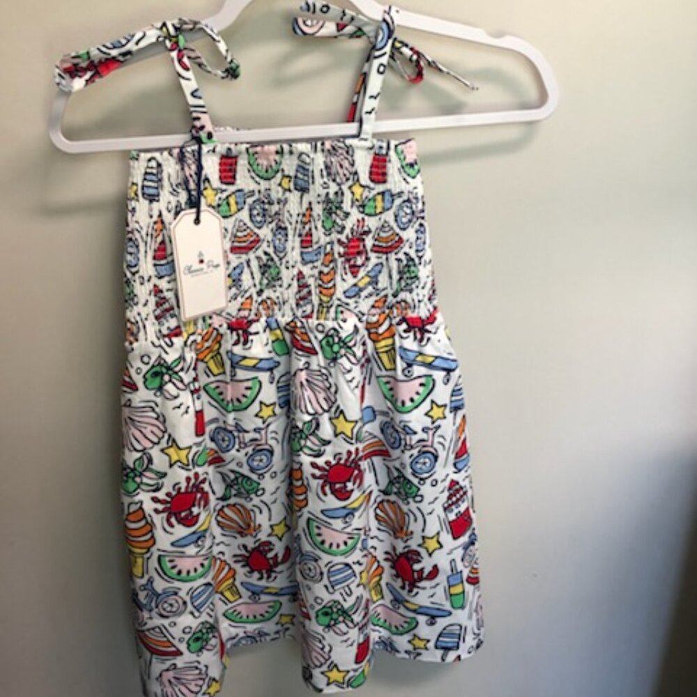 NWT Classic Prep Girls Smocked Hadley Dress Cool Cool Summer Print Size 10